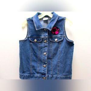 BARBIE Girl's Medium Wash Button Up BARBIE Denim Vest XL (14-16)